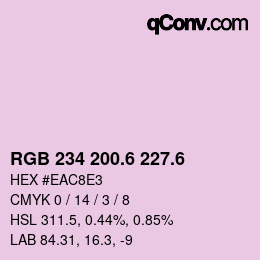 カラーコード: RGB 234 200.6 227.6 | qconv.com