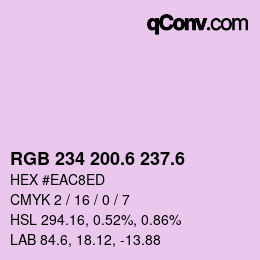 カラーコード: RGB 234 200.6 237.6 | qconv.com