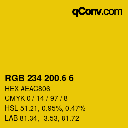 カラーコード: RGB 234 200.6 6 | qconv.com