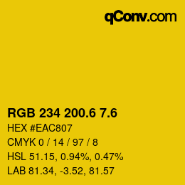 カラーコード: RGB 234 200.6 7.6 | qconv.com