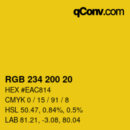 Color code: RGB 234 200 20 | qconv.com