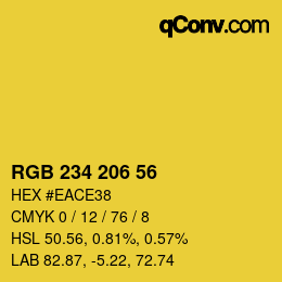 Color code: RGB 234 206 56 | qconv.com