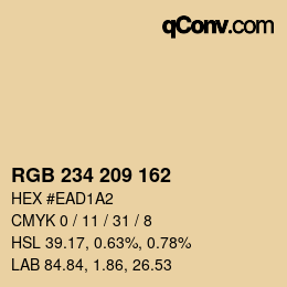 Color code: RGB 234 209 162 | qconv.com