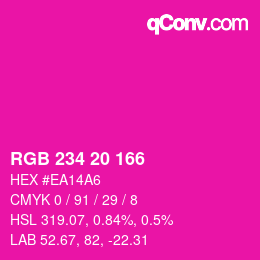 Color code: RGB 234 20 166 | qconv.com