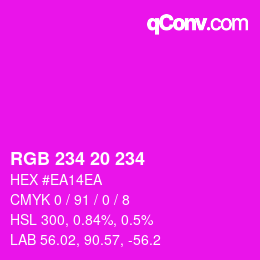 Color code: RGB 234 20 234 | qconv.com