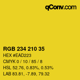 Color code: RGB 234 210 35 | qconv.com