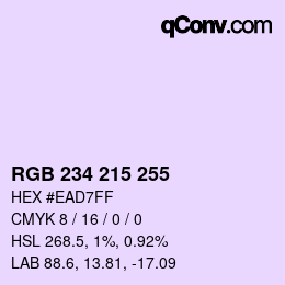Color code: RGB 234 215 255 | qconv.com