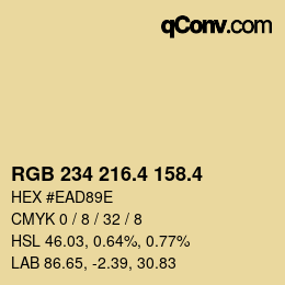カラーコード: RGB 234 216.4 158.4 | qconv.com