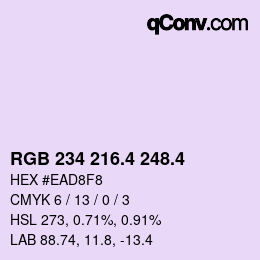 カラーコード: RGB 234 216.4 248.4 | qconv.com