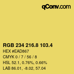 カラーコード: RGB 234 216.8 103.4 | qconv.com
