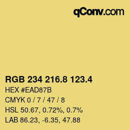 カラーコード: RGB 234 216.8 123.4 | qconv.com