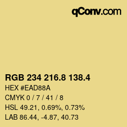 カラーコード: RGB 234 216.8 138.4 | qconv.com