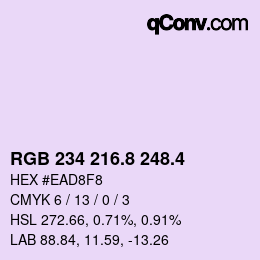 カラーコード: RGB 234 216.8 248.4 | qconv.com