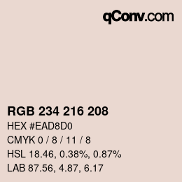 カラーコード: RGB 234 216 208 | qconv.com