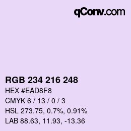 颜色代码: RGB 234 216 248 | qconv.com