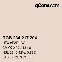 颜色代码: RGB 234 217 204 | qconv.com