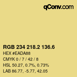 カラーコード: RGB 234 218.2 136.6 | qconv.com