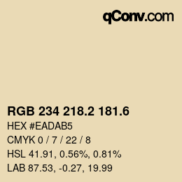 カラーコード: RGB 234 218.2 181.6 | qconv.com