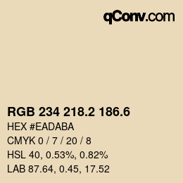 カラーコード: RGB 234 218.2 186.6 | qconv.com