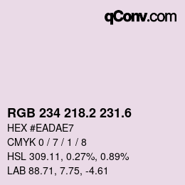 カラーコード: RGB 234 218.2 231.6 | qconv.com