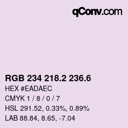 カラーコード: RGB 234 218.2 236.6 | qconv.com
