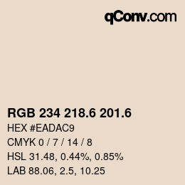 カラーコード: RGB 234 218.6 201.6 | qconv.com