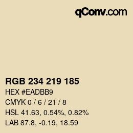 颜色代码: RGB 234 219 185 | qconv.com
