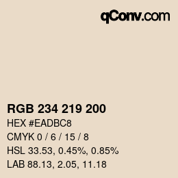 颜色代码: RGB 234 219 200 | qconv.com