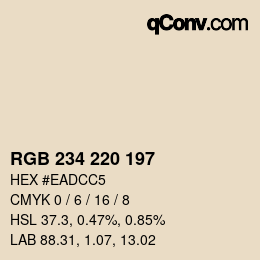 Color code: RGB 234 220 197 | qconv.com