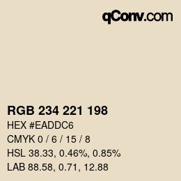 Color code: RGB 234 221 198 | qconv.com