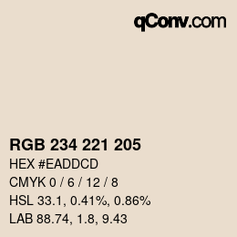 カラーコード: RGB 234 221 205 | qconv.com