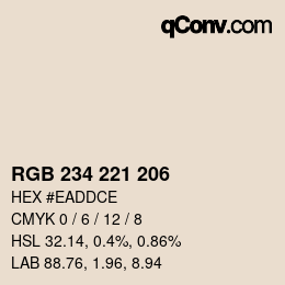 颜色代码: RGB 234 221 206 | qconv.com
