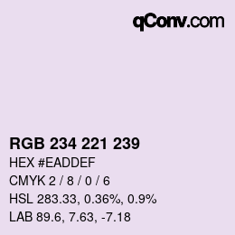 Farbcode: RGB 234 221 239 | qconv.com