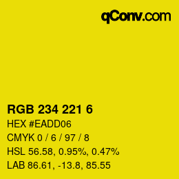 颜色代码: RGB 234 221 6 | qconv.com