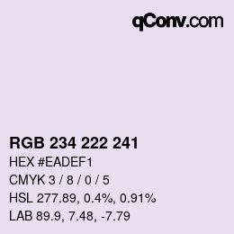 Color code: RGB 234 222 241 | qconv.com