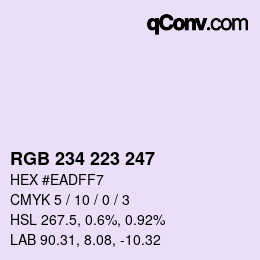 Color code: RGB 234 223 247 | qconv.com