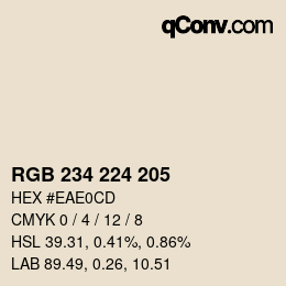 颜色代码: RGB 234 224 205 | qconv.com