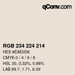 颜色代码: RGB 234 224 214 | qconv.com