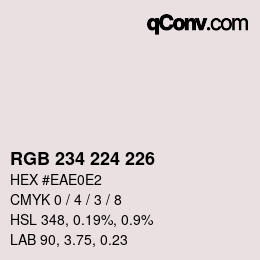 Color code: RGB 234 224 226 | qconv.com