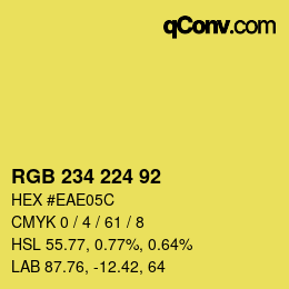 Color code: RGB 234 224 92 | qconv.com