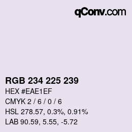 Color code: RGB 234 225 239 | qconv.com