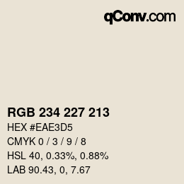 颜色代码: RGB 234 227 213 | qconv.com