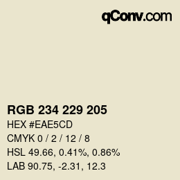 Color code: RGB 234 229 205 | qconv.com