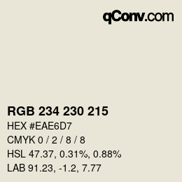 カラーコード: RGB 234 230 215 | qconv.com