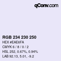 颜色代码: RGB 234 230 250 | qconv.com