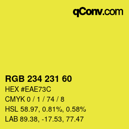 Color code: RGB 234 231 60 | qconv.com