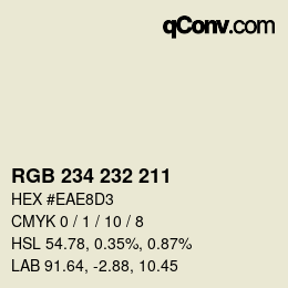 Color code: RGB 234 232 211 | qconv.com