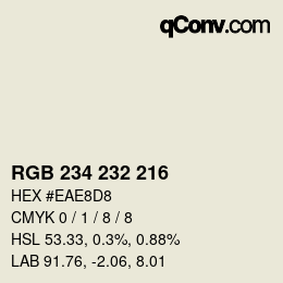 Color code: RGB 234 232 216 | qconv.com