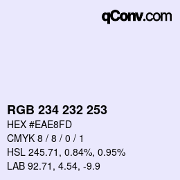 Color code: RGB 234 232 253 | qconv.com