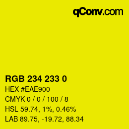 Color code: RGB 234 233 0 | qconv.com